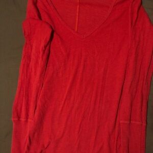 Women's Red V-Neck Top